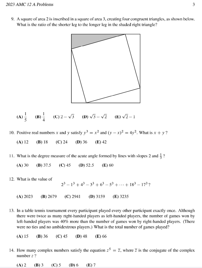 AMC12数学竞赛