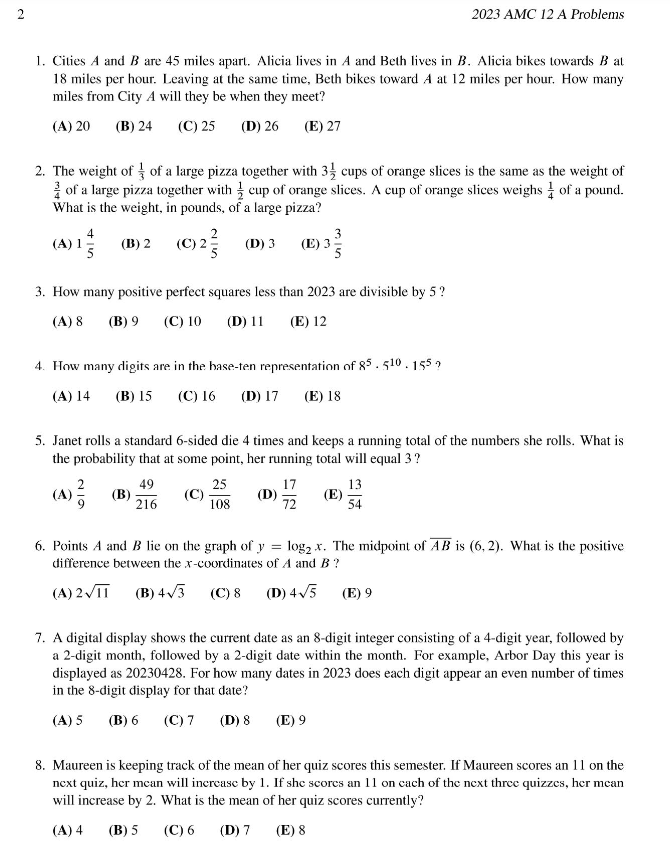 AMC12数学竞赛