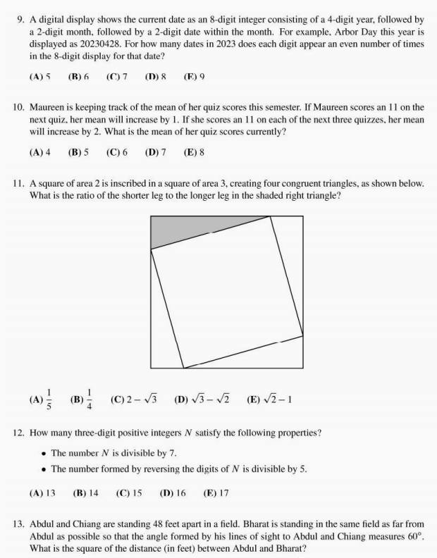 AMC12数学竞赛