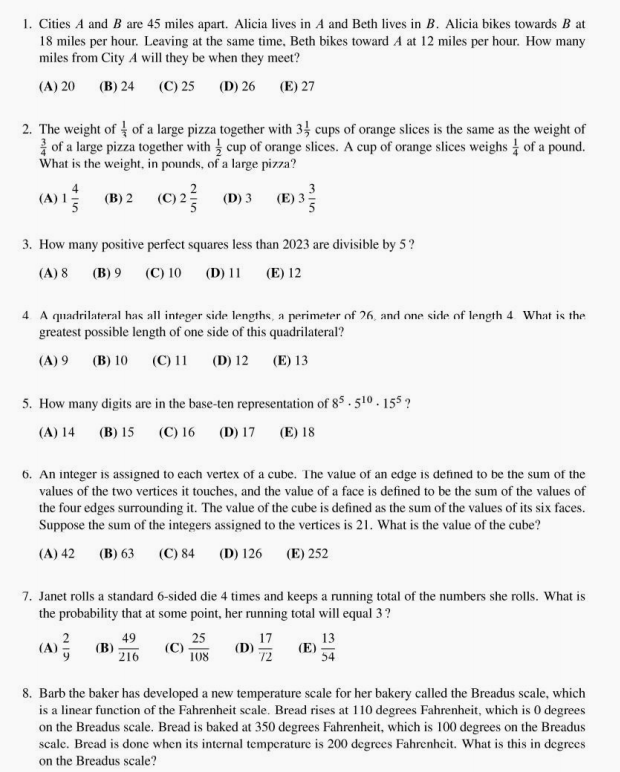 AMC12数学竞赛