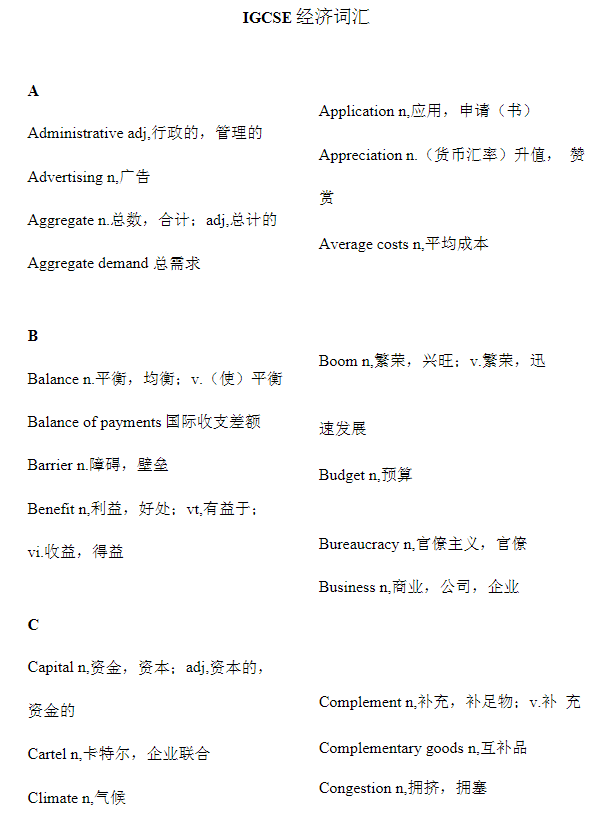 IGCSE经济