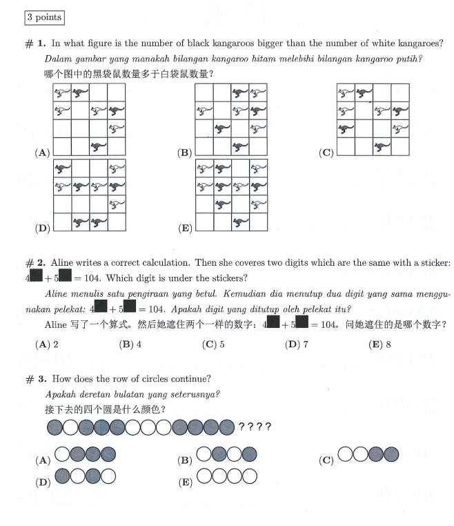 袋鼠数学竞赛