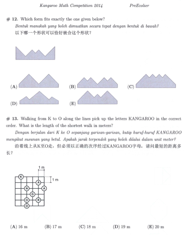 袋鼠数学竞赛